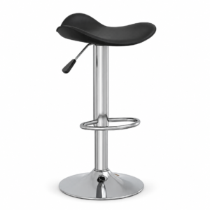 Bar Chair, Black Leather Seat, Crome Frame, Adjustable
