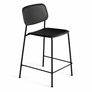 Bar Chair, Black Leather, 4 legs