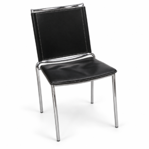 Leather Chair, Black, Crome Frame